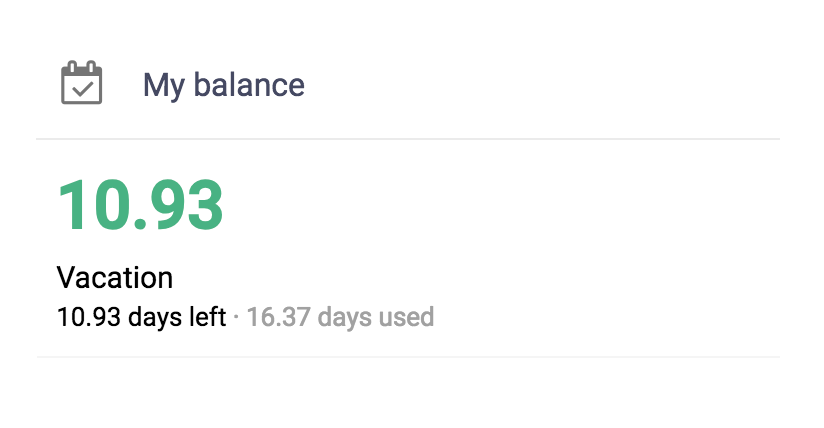 Employee’s remaining balance of vacation days